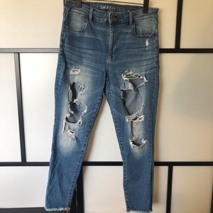 American Eagle Hi-Rise distressed jeggings